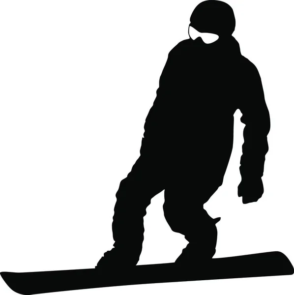 Schwarzer Silhouette Snowboarder Auf Weißem Hintergrund Vektorillustration — Stockvektor