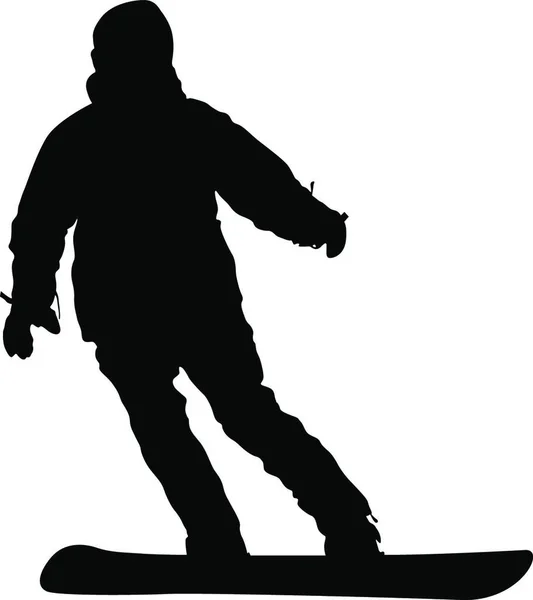 Beyaz Arka Planda Siyah Siluet Snowboardcu Vektör Illüstrasyonu — Stok Vektör