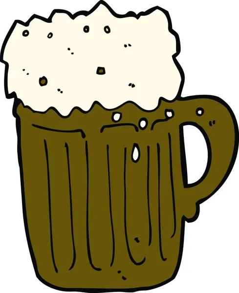 Taza Dibujos Animados Cerveza — Vector de stock