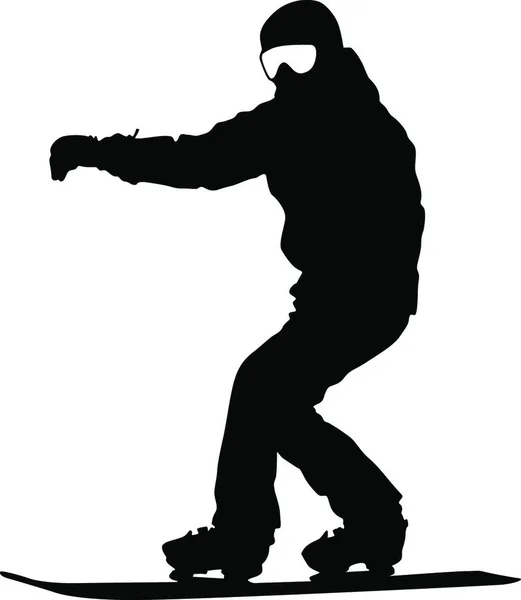 Schwarzer Silhouette Snowboarder Auf Weißem Hintergrund Vektorillustration — Stockvektor