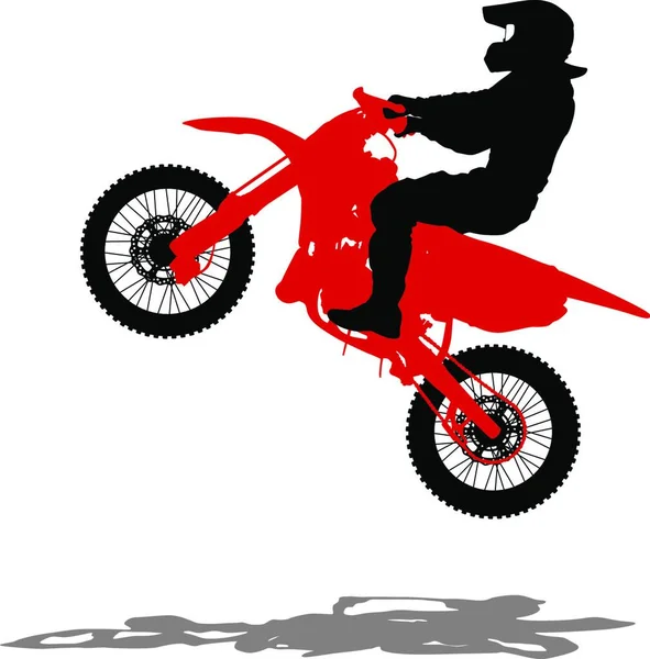 Siluetas Negras Motocross Rider Moto Ilustraciones Vectoriales — Vector de stock
