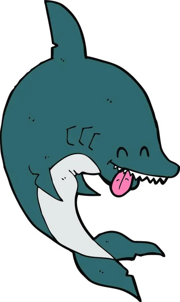 Funny Cartoon Shark Illustration White Background — Stock Vector