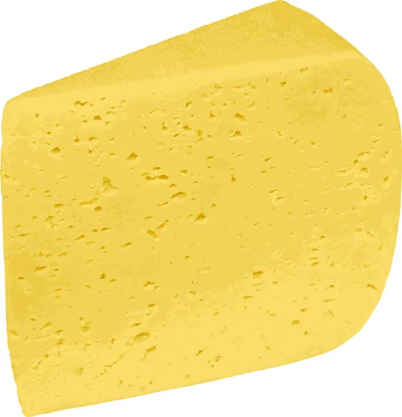 Stück Käse Isoliert Auf Weißem Hintergrund Vektorillustration — Stockvektor
