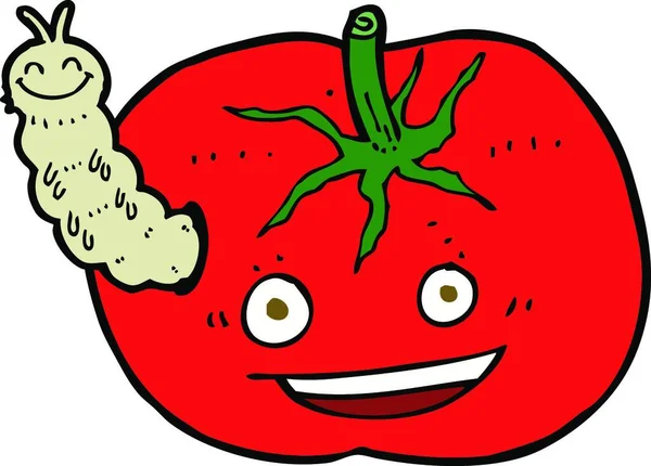 Lindo Divertido Dibujos Animados Tomate — Vector de stock