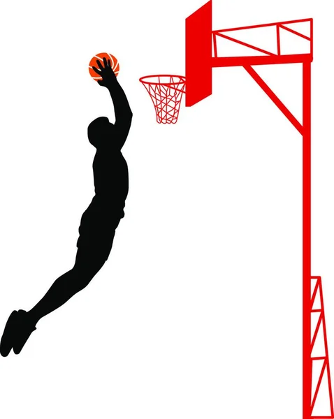 Schwarze Silhouetten Von Männern Beim Basketballspielen Auf Weißem Hintergrund Vektor — Stockvektor