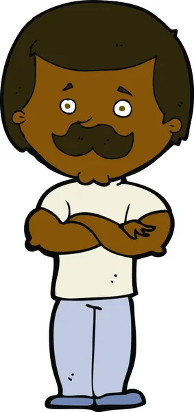 Cartoon Manly Mustache Man — Stock Vector
