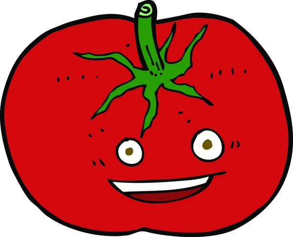 かわいい面白い漫画トマト — ストックベクタ