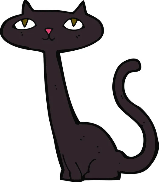Dibujos Animados Gato Negro Aislado Sobre Fondo Blanco — Vector de stock