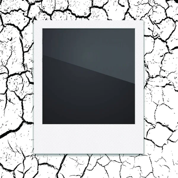 Cadre Photo Polaroid Rétro Sur Fond Fissure Désert Illustration Vectorielle — Image vectorielle