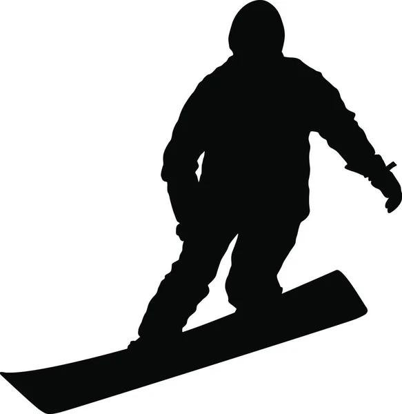 Siluetas Negras Snowboard Sobre Fondo Blanco Ilustración Vectorial — Archivo Imágenes Vectoriales