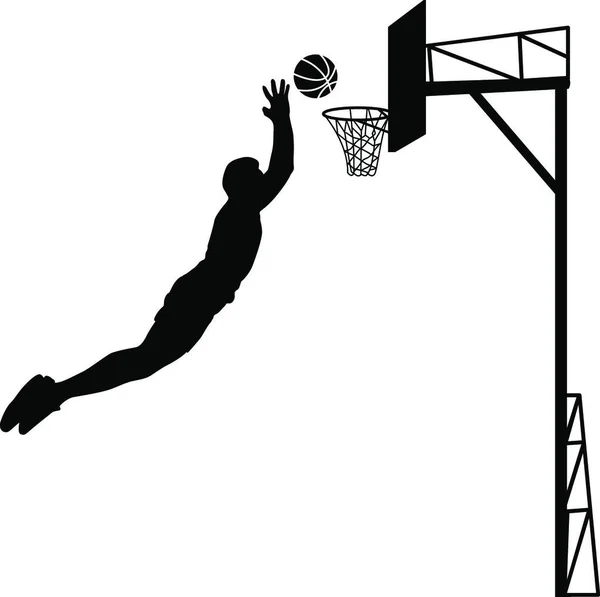 Schwarze Silhouetten Von Männern Die Basketball Auf Weißem Hintergrund Spielen — Stockvektor