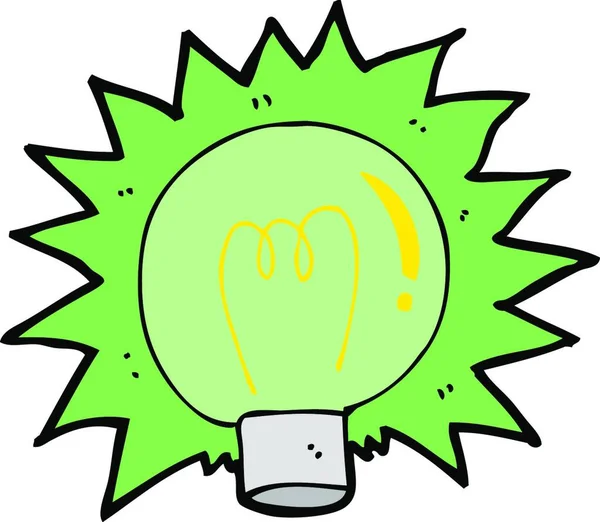 緑の電球を点滅させる漫画 — ストックベクタ
