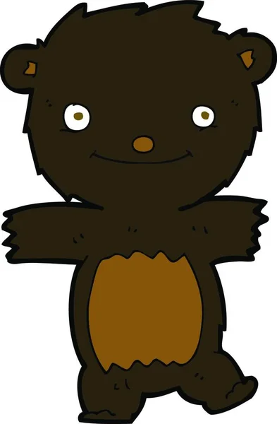 Dibujos Animados Negro Oso Cachorro — Vector de stock