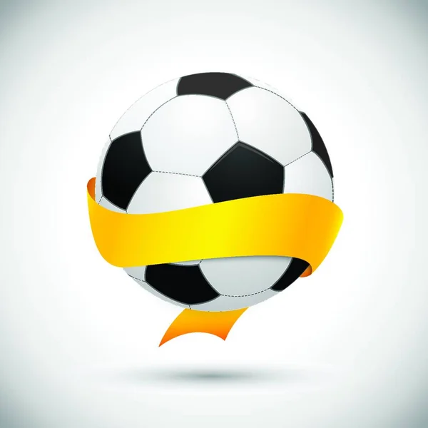 Soccer Ball Orange Ribbon Brazil World Cup Vector Illustration — Stock Vector