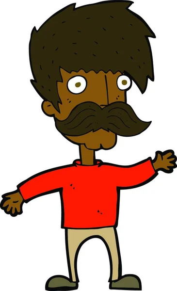 Dessin Animé Homme Avec Moustache Agitant — Image vectorielle