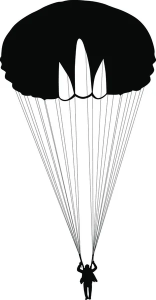 Skydiver Silhouetten Parachutespringen Vector Illustratie — Stockvector