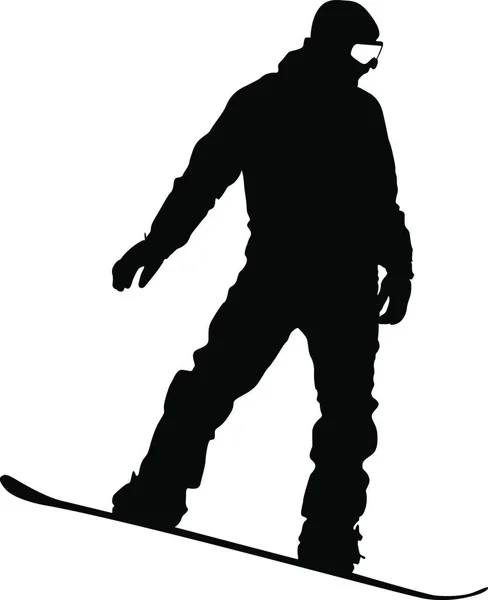 Siluetas Negras Snowboard Sobre Fondo Blanco Ilustración Vectorial — Archivo Imágenes Vectoriales