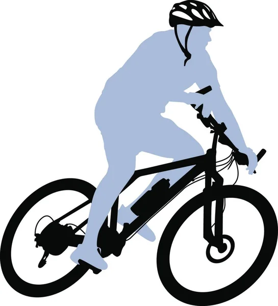 Silhouette Cyclist Male Vector Illustration — Stock Vector