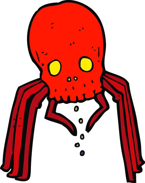 漫画の不気味な頭蓋骨のクモ — ストックベクタ