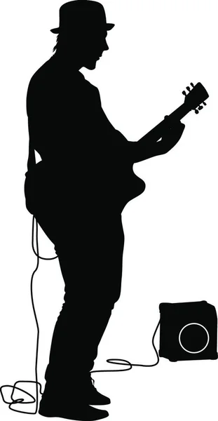 Músico Silueta Toca Guitarra Ilustración Vectorial Músico Silueta Toca Guitarra — Vector de stock