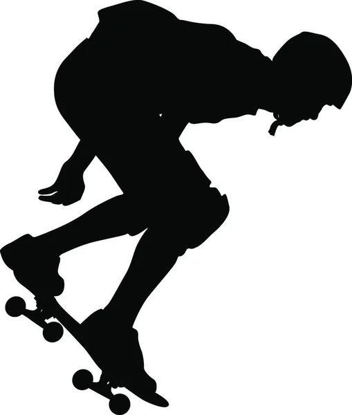 Σιλουέτες Ένα Skateboarder Εκτελεί Άλματα Εικονογράφηση Διανύσματος Σιλουέτες Ένα Skateboarder — Διανυσματικό Αρχείο