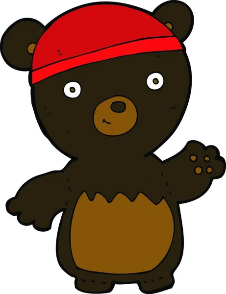 Cartoon Black Bear Wearing Hat — Stock Vector