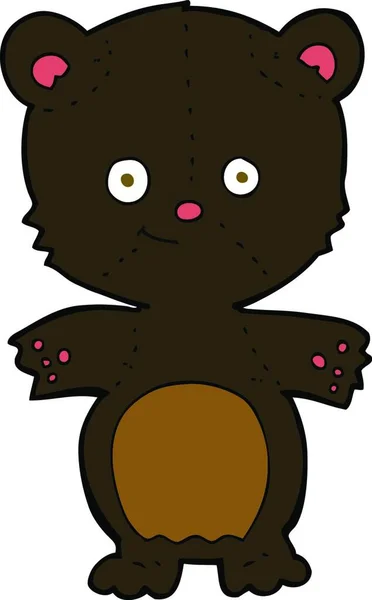 Desenho Animado Urso Preto Feliz — Vetor de Stock