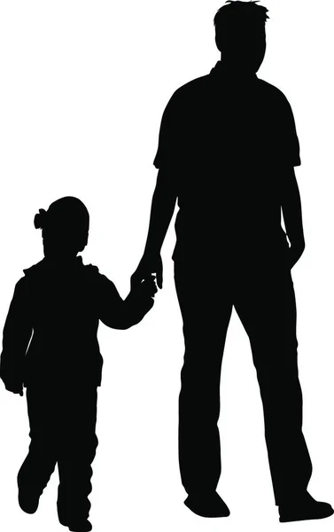 Silhouette Nere Famiglia Sfondo Bianco Illustrazione Vettoriale Silhouette Nere Famiglia — Vettoriale Stock