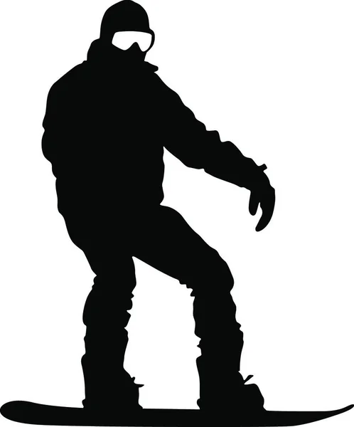 Silhouettes Noires Snowboarders Sur Fond Blanc Vecteur Illu Silhouettes Noires — Image vectorielle