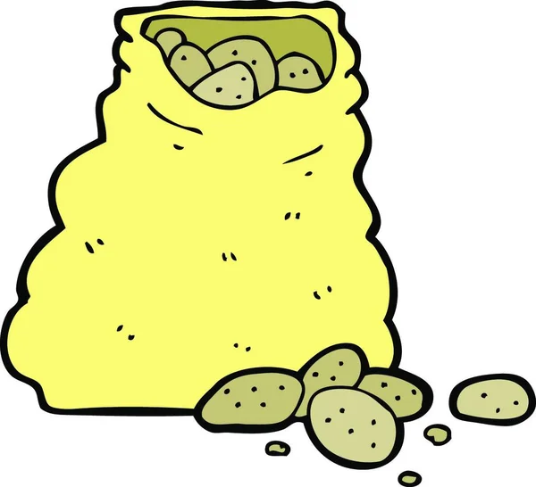 Saco Dibujos Animados Patatas — Vector de stock