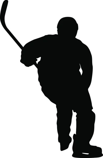 Silhouette Hockey Player Isolado Blanco Ilustraciones Vectores Silhouette Hockey Player — Archivo Imágenes Vectoriales