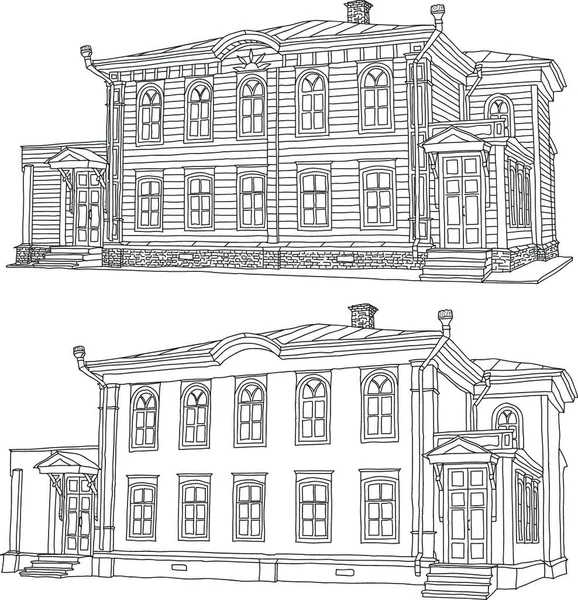 Dibujo Boceto Una Casa Ilustración Vectorial — Archivo Imágenes Vectoriales