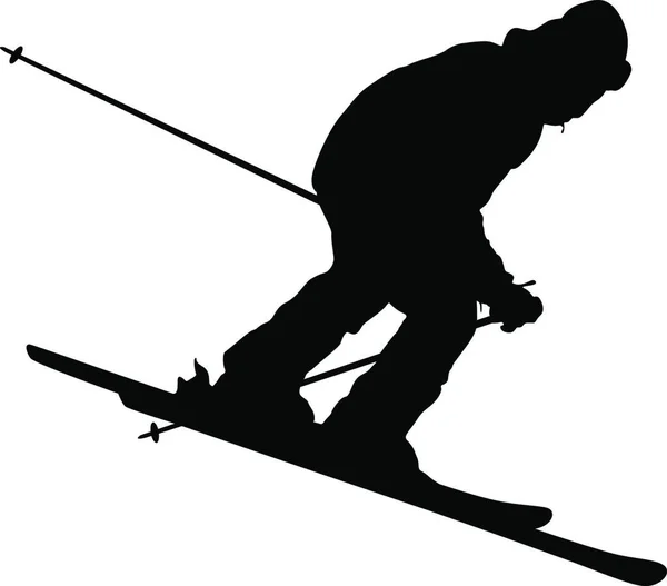 Skifahrer Rast Hang Hinunter Vector Sport Silhouette Skifahrer Rast Hang — Stockvektor