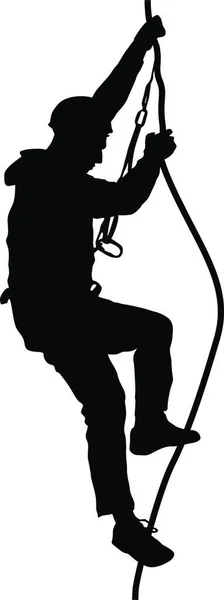 Schwarze Silhouette Bergsteiger Auf Weißem Hintergrund Vektorillustration Schwarze Silhouette Bergsteiger — Stockvektor