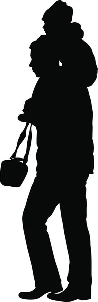 Silhouettes Noires Famille Sur Fond Blanc Illustration Vectorielle Silhouettes Noires — Image vectorielle
