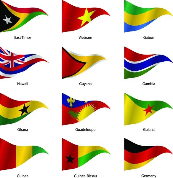 Set Flags World Sovereign States Triangular Shaped Vector Illustration — Stock Vector
