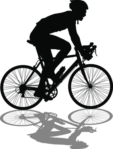 Silhouette Cyclist Male Vector Illustration — Stock Vector