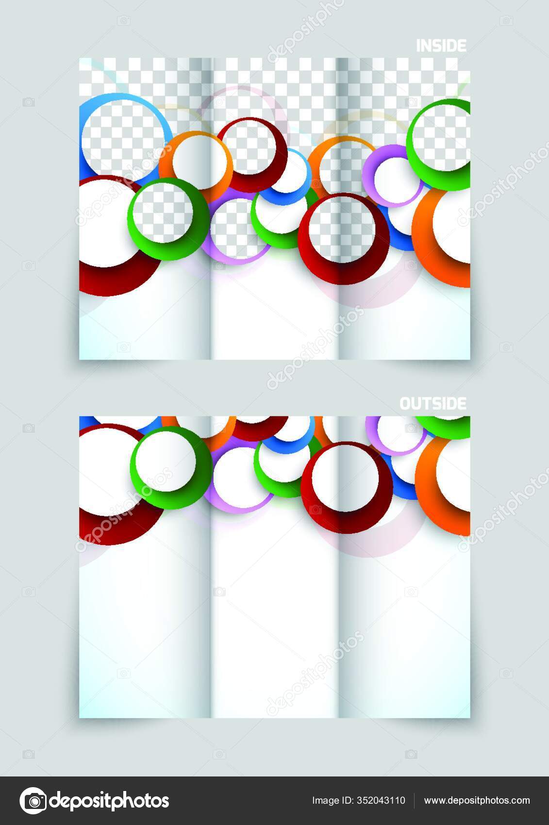 Tri Fold Brochure Template Design Colorful Circles Stock Vector by