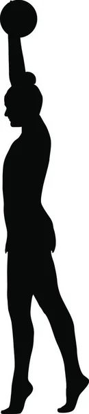 Силуэт Девушки Мячом Векторная Иллюстрация Силуэт Девушки Мячом Векторная Иллюстрация — стоковый вектор