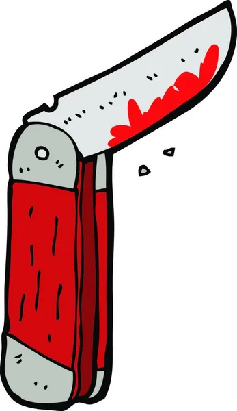 Cartone Animato Sanguinoso Coltello Pieghevole — Vettoriale Stock