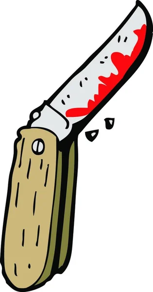 Krwawy Nóż Składany Kreskówek — Wektor stockowy