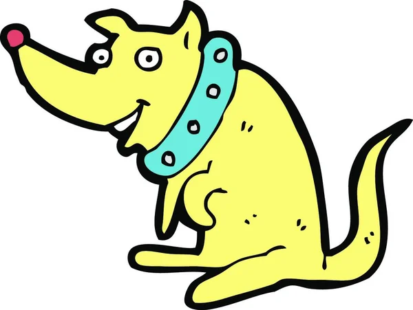 Cartoon Glücklicher Hund Großen Halsband — Stockvektor