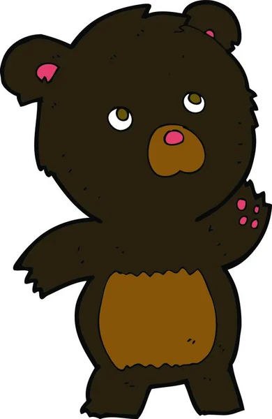 Cartone Animato Curioso Orso Nero — Vettoriale Stock