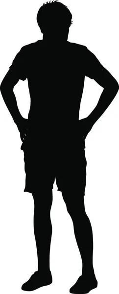 Homme Silhouette Noire Avec Les Mains Sur Les Hanches Illustration — Image vectorielle