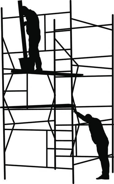 Silhouette Worker Climbing Ladder Vector Illustration Silhouette Worker Climbing Ladder — Stock Vector