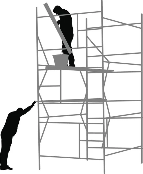 Trabajadores Silueta Trepando Escalera Ilustración Vectores Trabajadores Silueta Trepando Escalera — Vector de stock