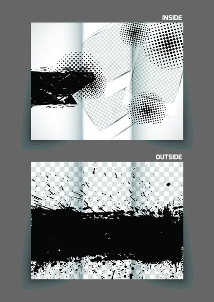 Grunge Design Met Fotolijstjes Voor Drievouw Brochure Creatief Template — Stockvector