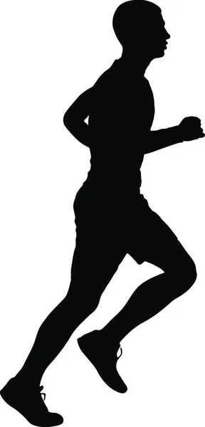 Zwarte Silhouetten Runners Sprint Mannen Witte Achtergrond Zwarte Silhouetten Runners — Stockvector