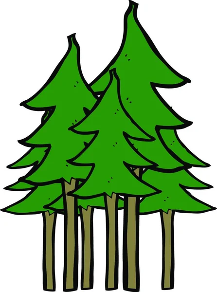 Tecknad Träd Symbol Illustration Vit Bakgrund — Stock vektor