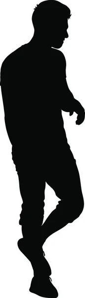 Schwarzer Silhouette Stehender Mann Menschen Auf Weißem Hintergrund — Stockvektor